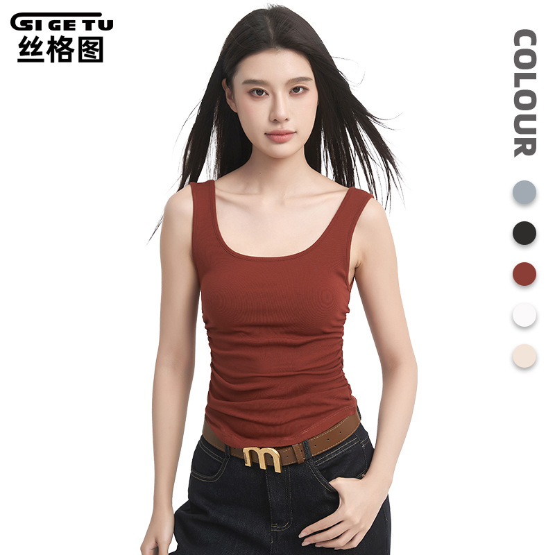 Silhouette High-End Sports Vest Women's Summer Nude Sleeveless Yoga Clothes Can Be Worn Outside Training Fitness Tops