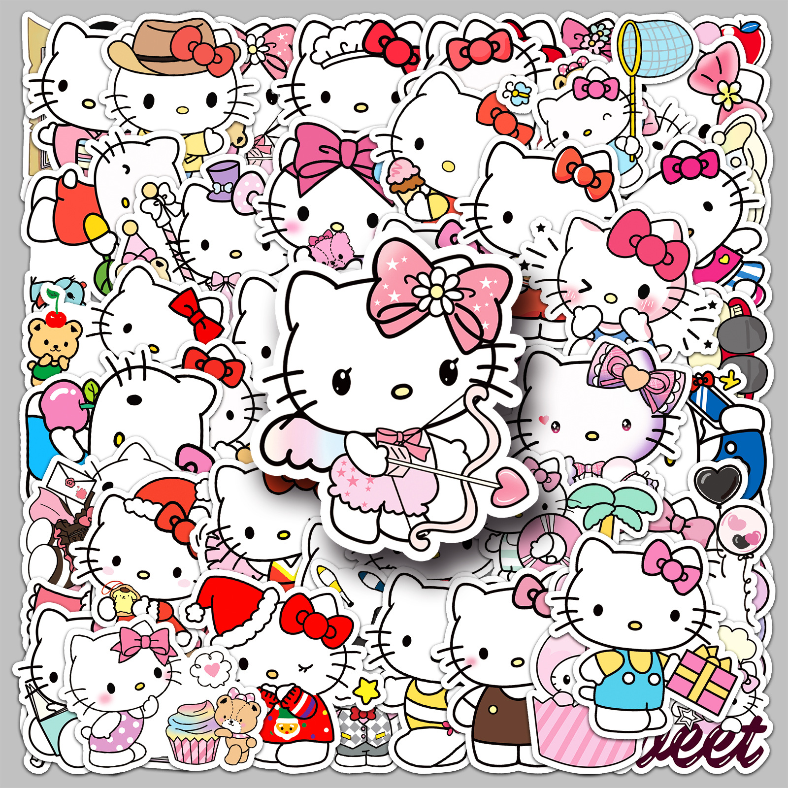 50 sheets KT Cat Stickers Sanrio Sanrio Hello Kitty Waterproof Decorative DIY Mobile Phone Stickers