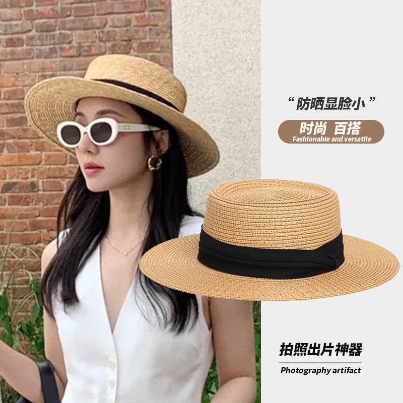 French-Style Straw Hats for Women Wholesale, Summer Large Brim Sun Protection Hepburn Style Hats, Beach Hats, Vacation Travel Sun Protection Hats
