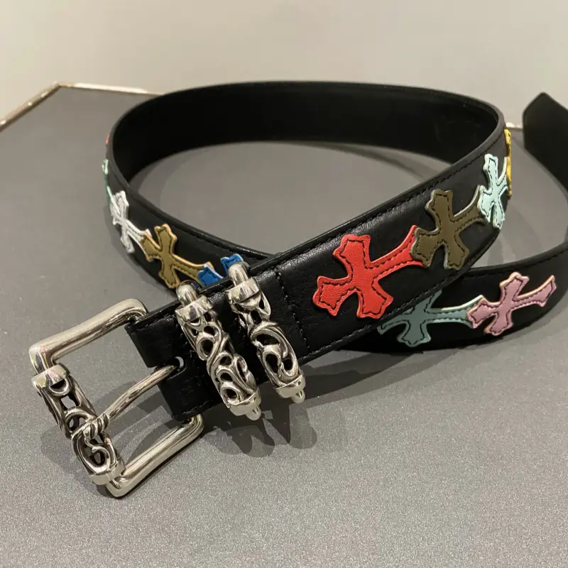 Oiran Silver 925 Sterling Silver Vintage Rotate Vine Belt Buckle Color Patchwork Full Cross Flower Belt Body