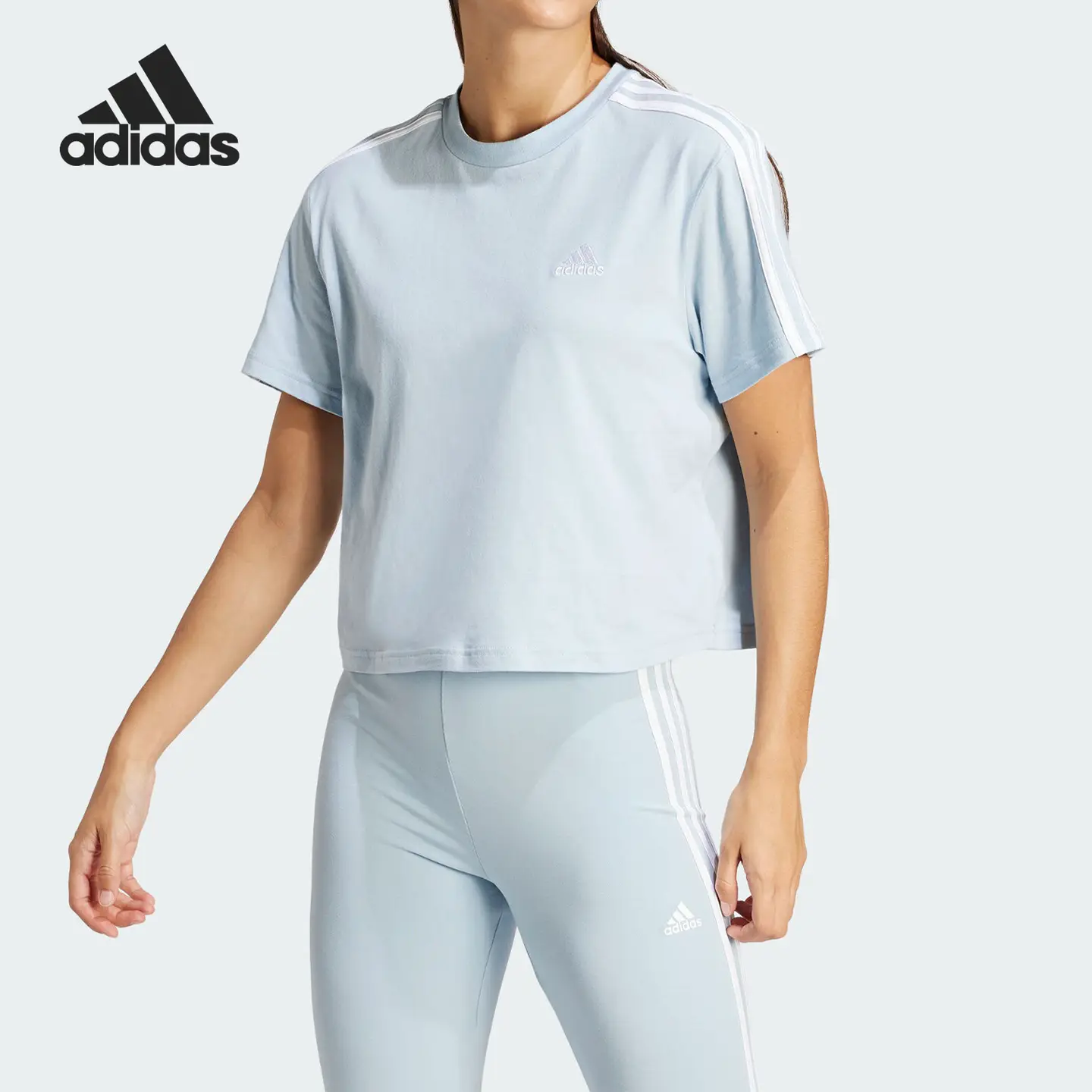 Adidas/Adidas Official Authentic W 3S Cr Top Women's Sports Round Neck Simple Short-Sleeved Is1568