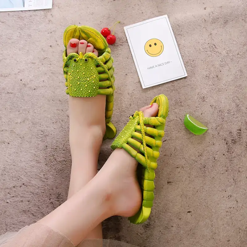 Crayfish Summer Slippers Stylish Creative Thick Sole Women's Beach Funny Sandals Outwear Water Non Slip Bath Home Shoes