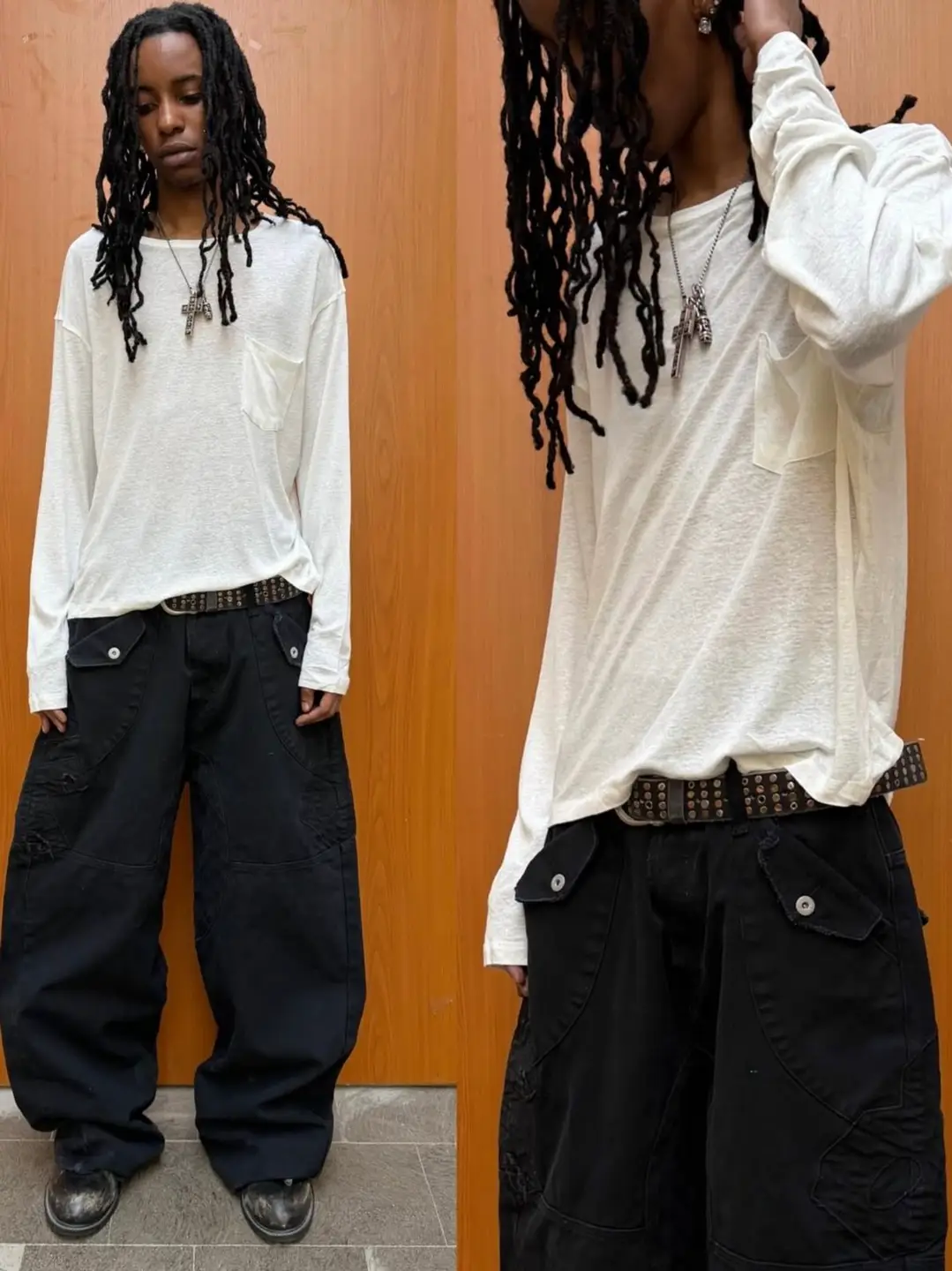 No Faith Studios Basic Structured Linen Base Shirt with Pocket Design Cleanfit Three-Color Long Sleeves