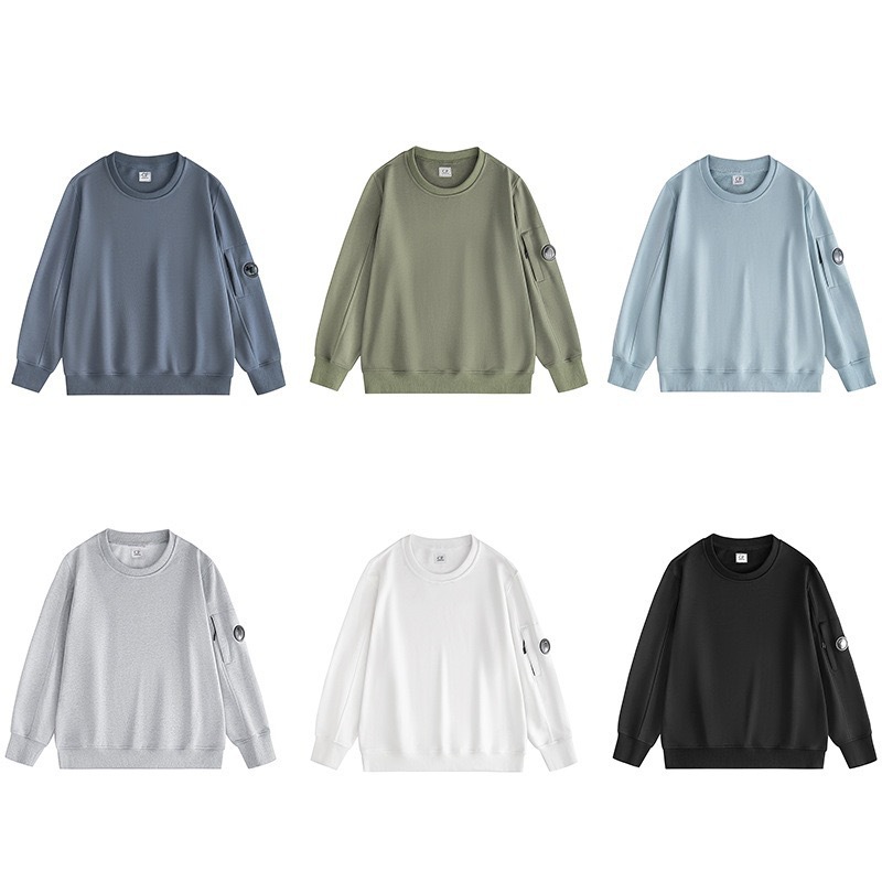 Cp Trendy Brand Round Neck Autumn and Winter Casual Solid Color Lens Design Zipper Pocket Solid Color Sweatshirt Unisex Cross-Border