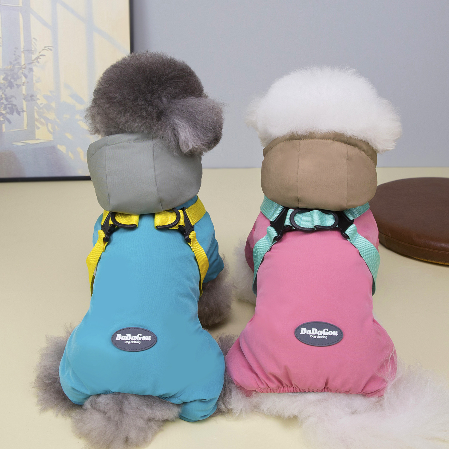 Dog Clothes Autumn and Winter New Clothing Teddy Pet Clothes Winter Thickeneded 25 Strap Rope Pull Buckle Four-Legged Cotton Coat