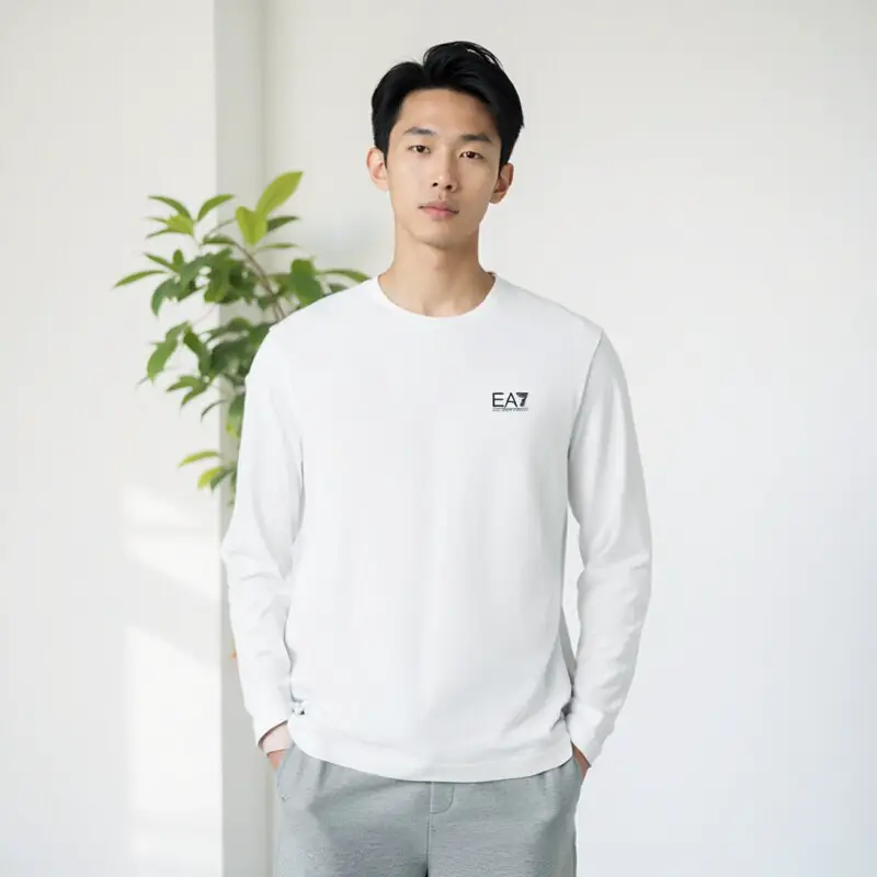 EA7 Armani Men Slim round Neck Long Sleeves Close-Fitting Undershirt Fitness Training T-shirt 8npt28 Pjvqz