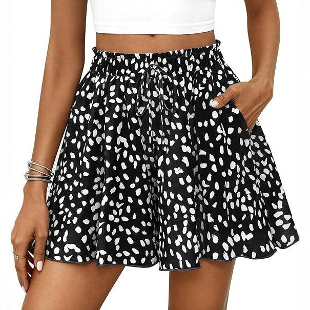 2026 Spring and Summer New European and American Style High-Waisted Floral A-Line Shorts for Women, Fashionable and Versatile Holiday Casual Loose Shorts