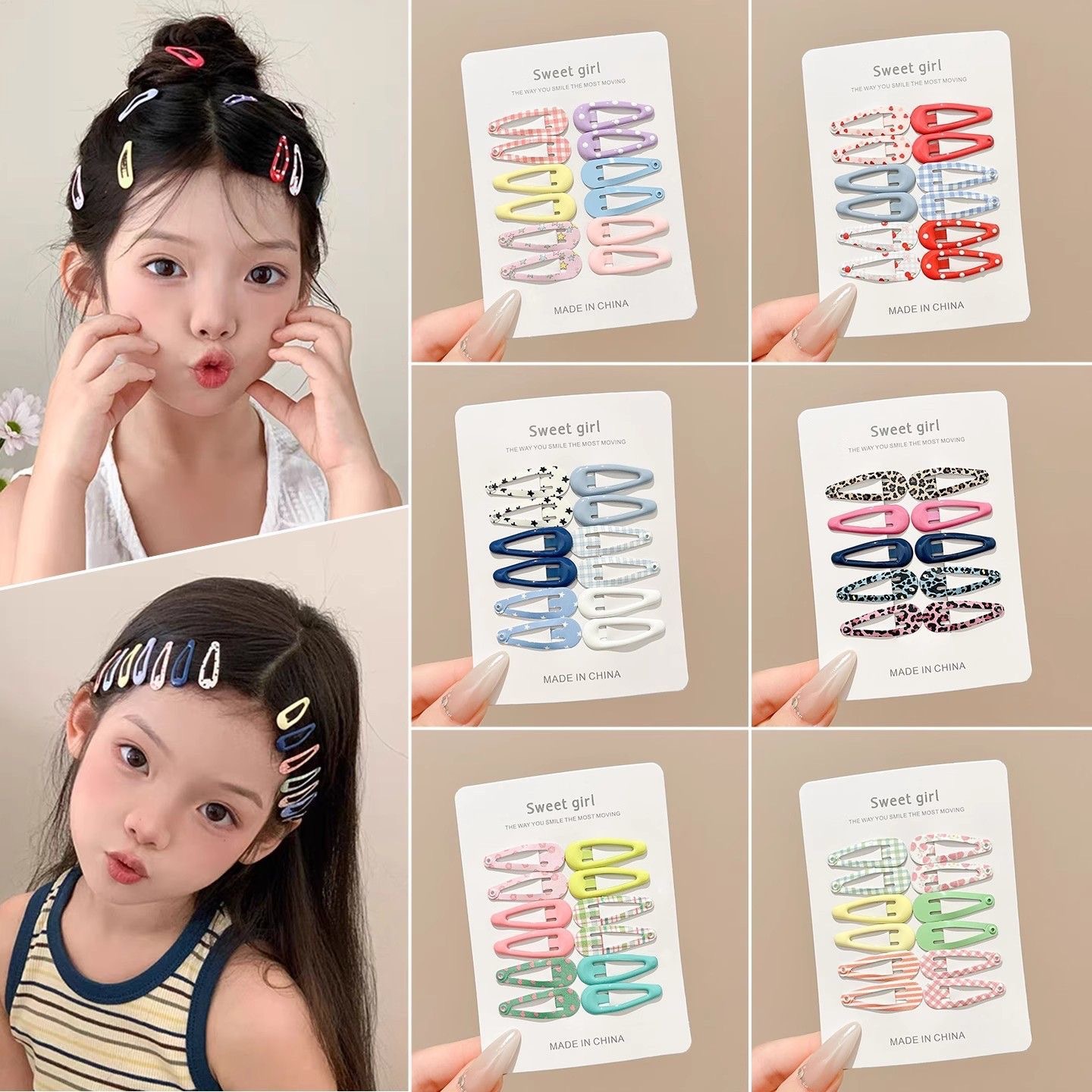 2026 Spring/Summer Dopamine Color Bb Clips Children's Seamless Hairpins Cute Floral Polka Dot Hair Clips Women's Hair Accessories Wholesale