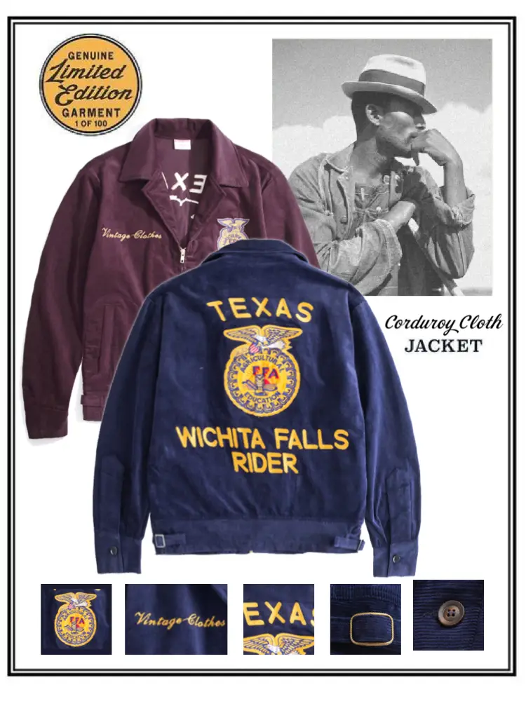 Ffa American Farm Bureau Jacket, Pure American Retro Corduroy, Finely Embroidered Workwear Jacket