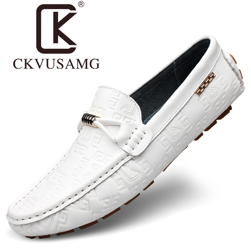Ckvusamg Spring Slip-On Leather Loafers, Fashionable Formal Business Shoes, Casual Leather Shoes, Men's Shoes