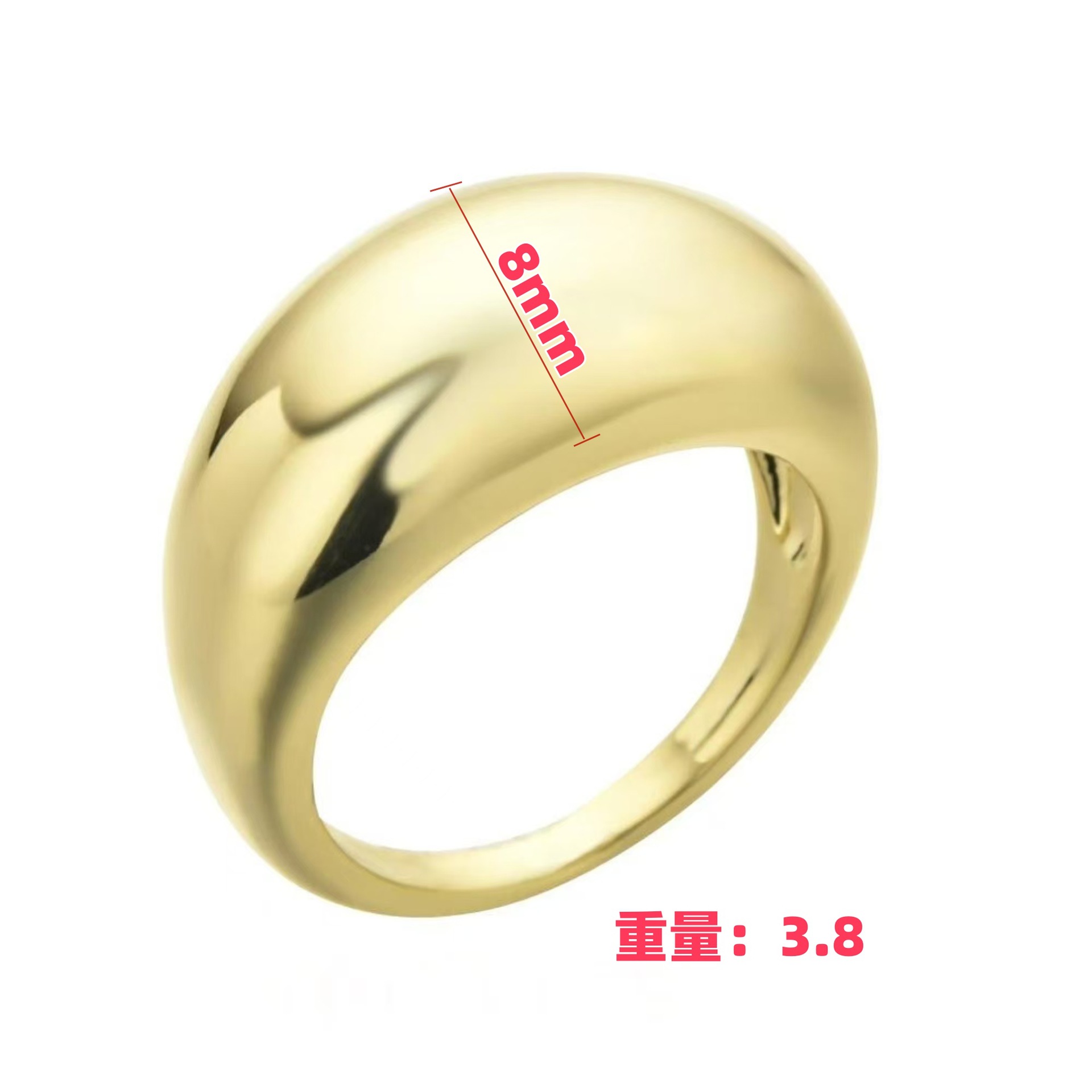 Amazon Europe and the United States exaggerated large smooth thick dome ring geometric fashion simple personality high temperament ring