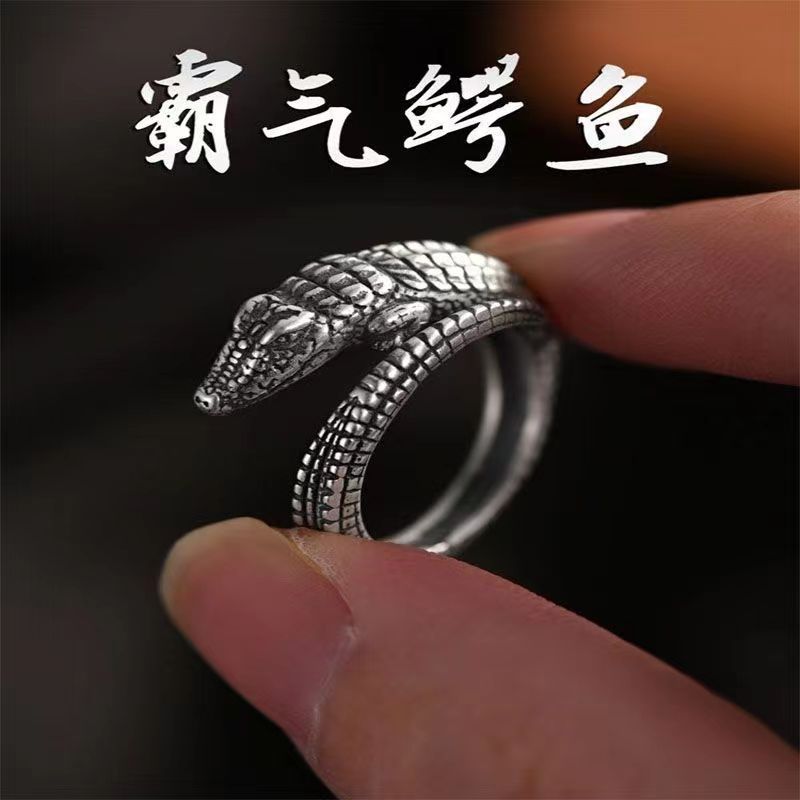 2024 new domineering crocodile ring retro niche opening all-match ring