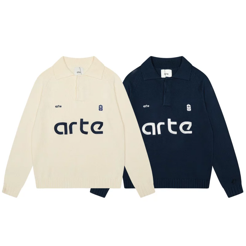 Arte Knit sweater embroidered letter logo autumn and winter men's and women's casual pullover sweater ins