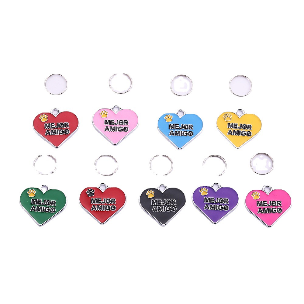 Fashion zinc alloy anti-lost lettering dog tag cat tag pet collar pendant drop oil heart-shaped simple style letter jewelry