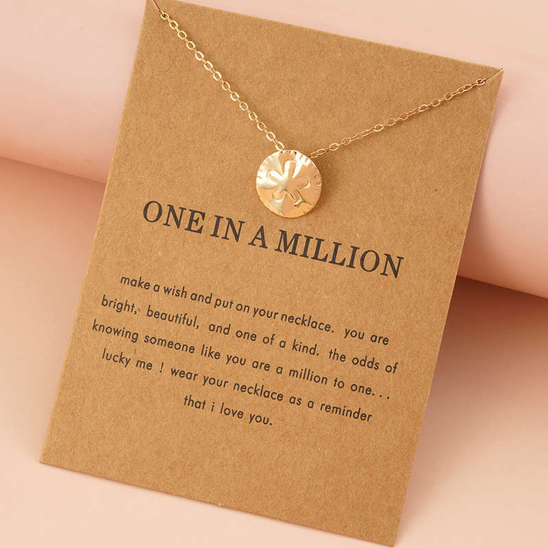 European and American Cross-border Amazon Hot Card Necklace Chain Necklace Flower Round Coin Pendant Necklace Women