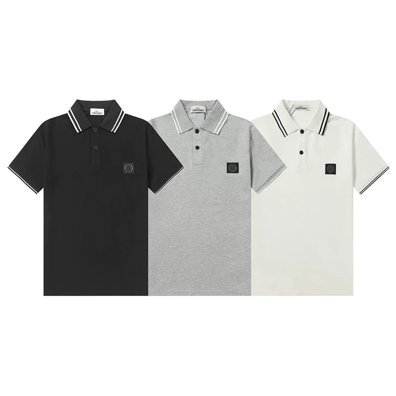 STONE Stone European and American Trendy Brand Men's and Women's Classic LOGO Embroidery Pattern Casual Short Sleeve Polo Shirt