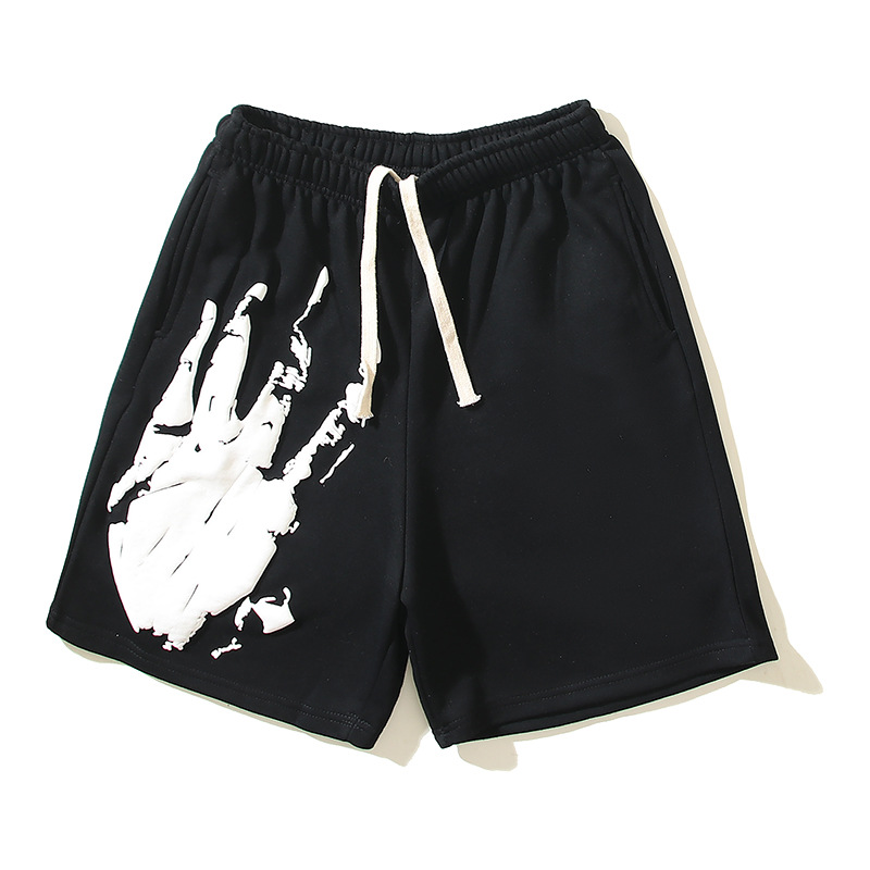 2026 Cross-Border American High Street Fashion New Palm Print Casual Pants Unisex Loose Sports Shorts