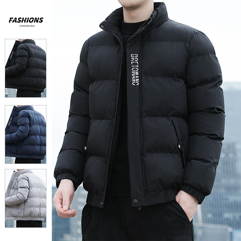 Men's Winter New Thickened Cotton Jacket with Stand Collar, Warm Cotton Coat for Young and Middle-Aged, Trendy Winter Outerwear