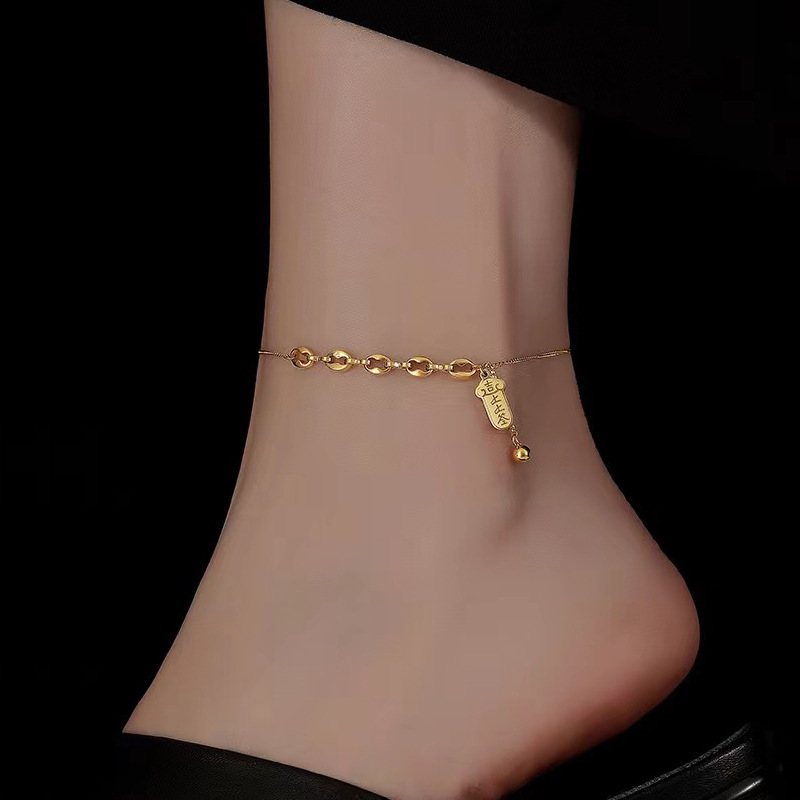 New Fashionable Titanium Steel Anklet Gold Trendy Lucky Sign Light Luxury Stainless Steel Non-Fading Foot Accessory