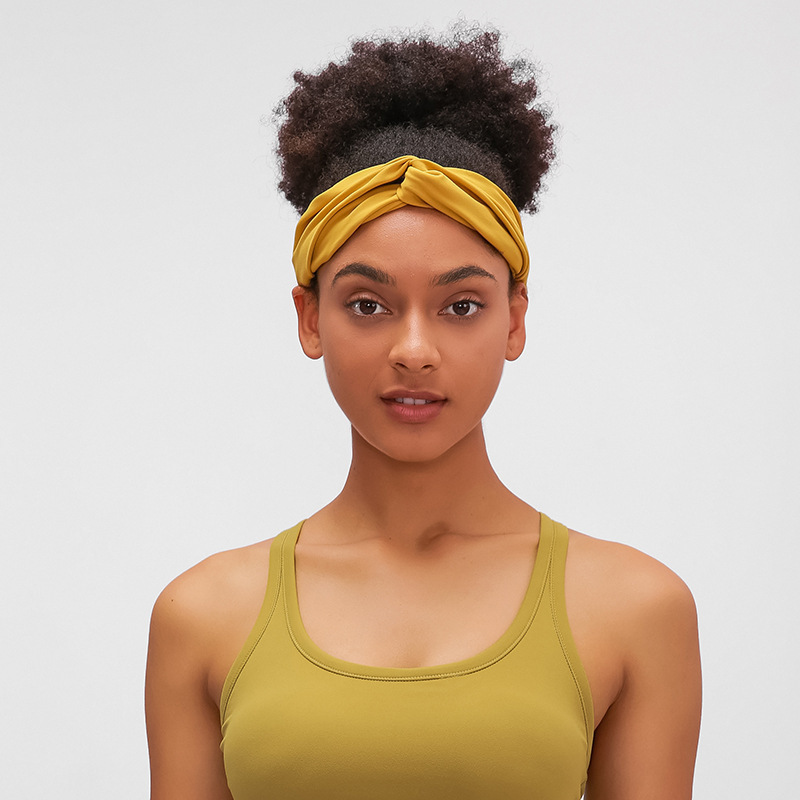 New High-Elastic Skin-Friendly Pure Color Cross-Bundling Headband Women's Yoga Sports Hairband European and American S2083