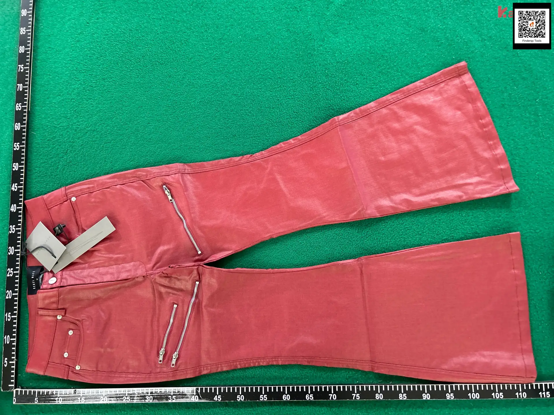 Rebel Wave Liquid Metal Red Coated Wax Pants Slightly Flared Denim