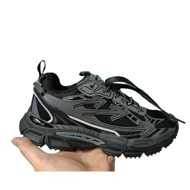 Off-White Three-Arrow Mesh Men's and Women's Thick-Soled Running Shoes Black