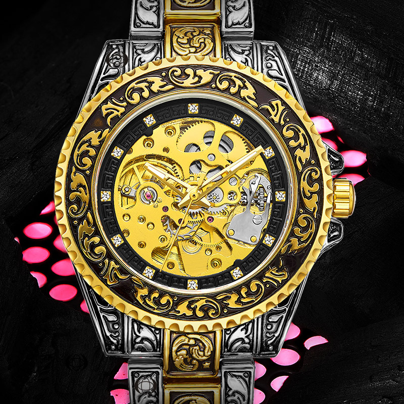 Mechanical watch new ancient camel European and American style men's fashion hollow retro carved automatic mechanical watch
