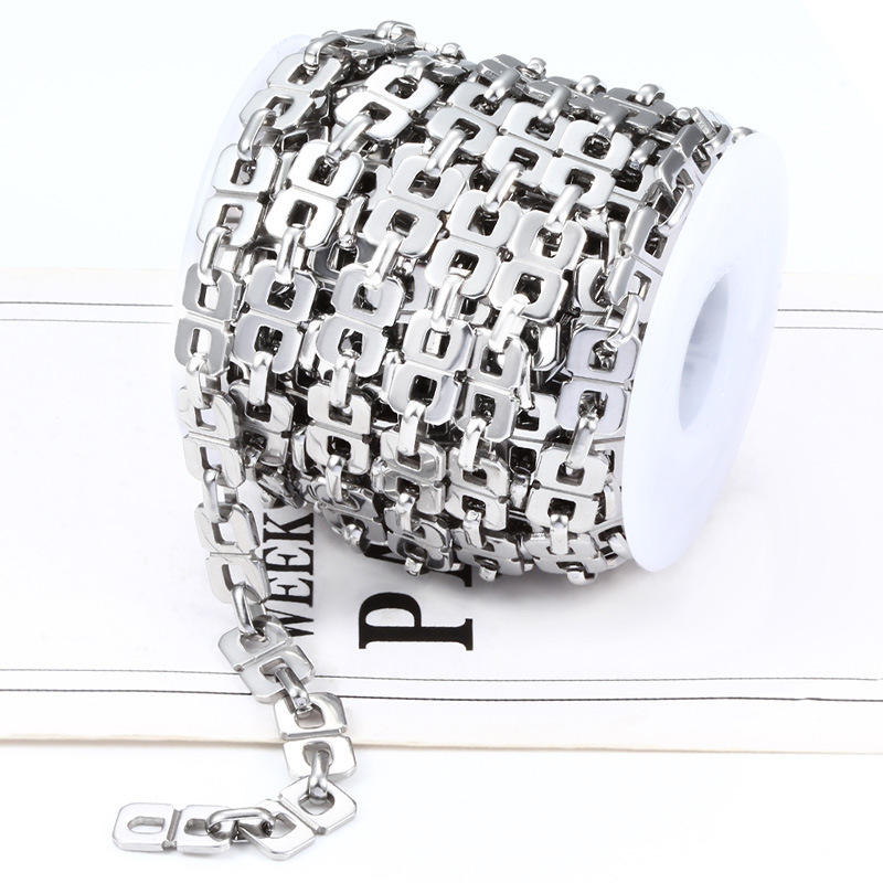 New Stainless Steel 8 Character Chain Jewelry Chain DIY Personality Necklace Bracelet Trendy Cool Decorative Hip Hop Fashion Chain