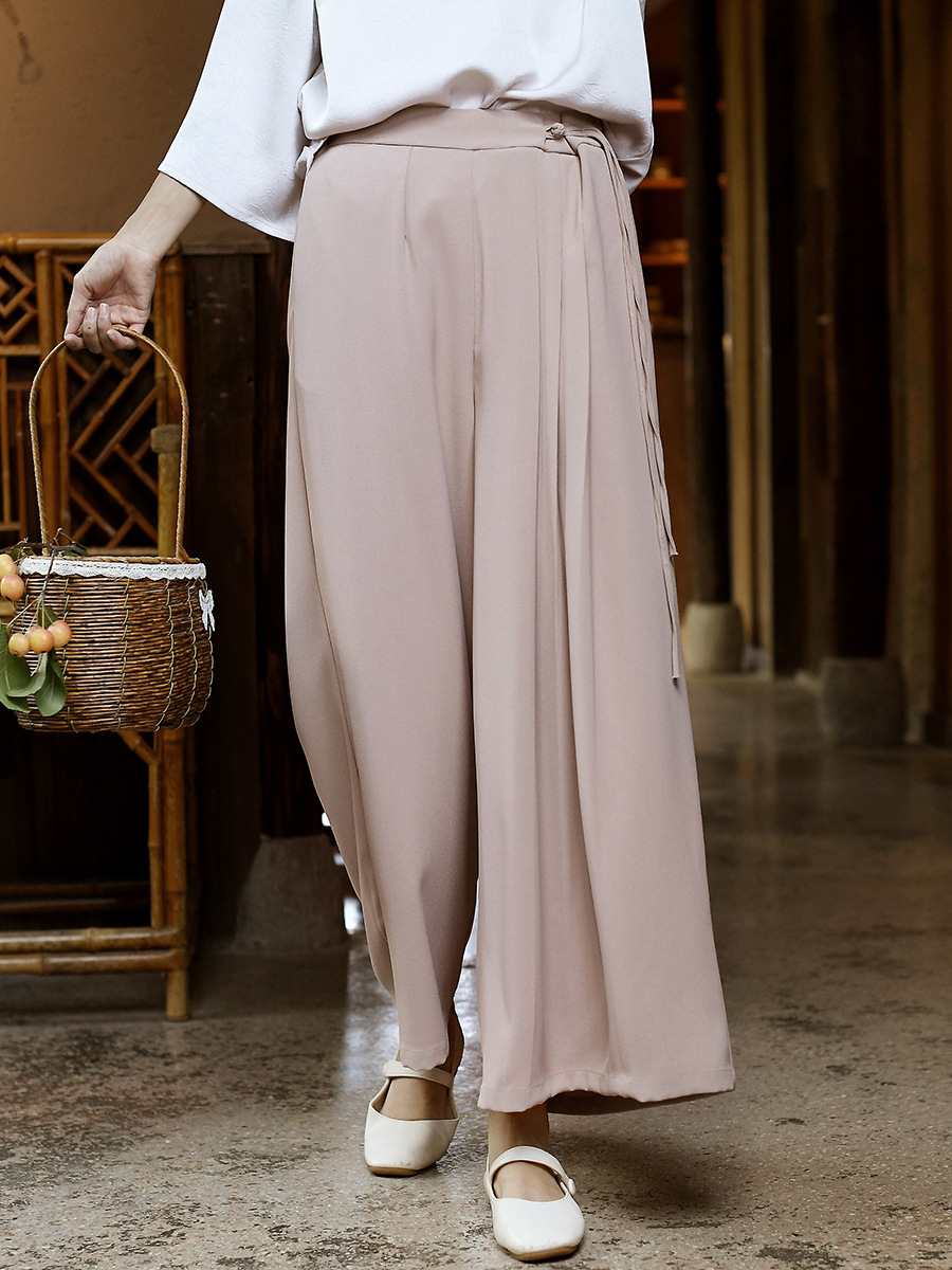 Spring 2025 New Acetic Acid Imitation Wide-leg Pants Women's High Waist Slimming Design All-match Straight Casual Pants
