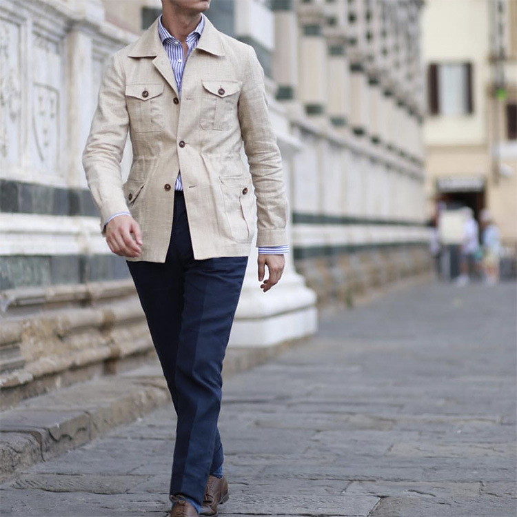 Handmade European and American hunting clothes safari jacket linen jacket British vintage gentry decoration body coat safari Y