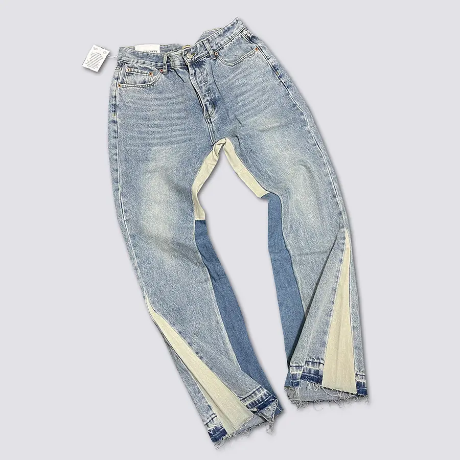 GALLERY DEPT. denim flared jeans washed and distressed patchwork jeans