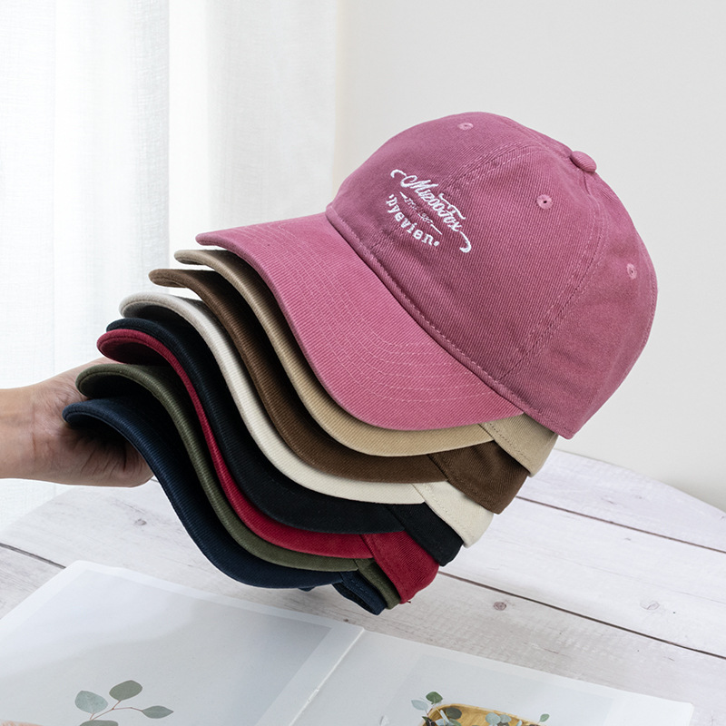 Japanese retro washed cotton soft top peaked cap men's high quality baseball cap American English Embroidered wide brim hat fashion