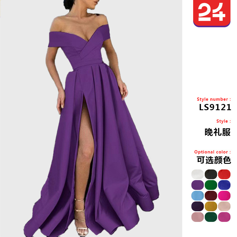 Women's Dress Dress 2025 New Summer Dress European and American Cross-Border Deep V Neck Ebay Satin Multi-Color Dress