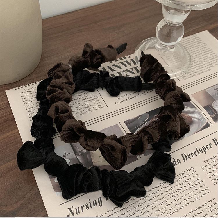 French retro bow velvet hairband autumn and winter pleated girly headband Net Red dark hair accessories wholesale