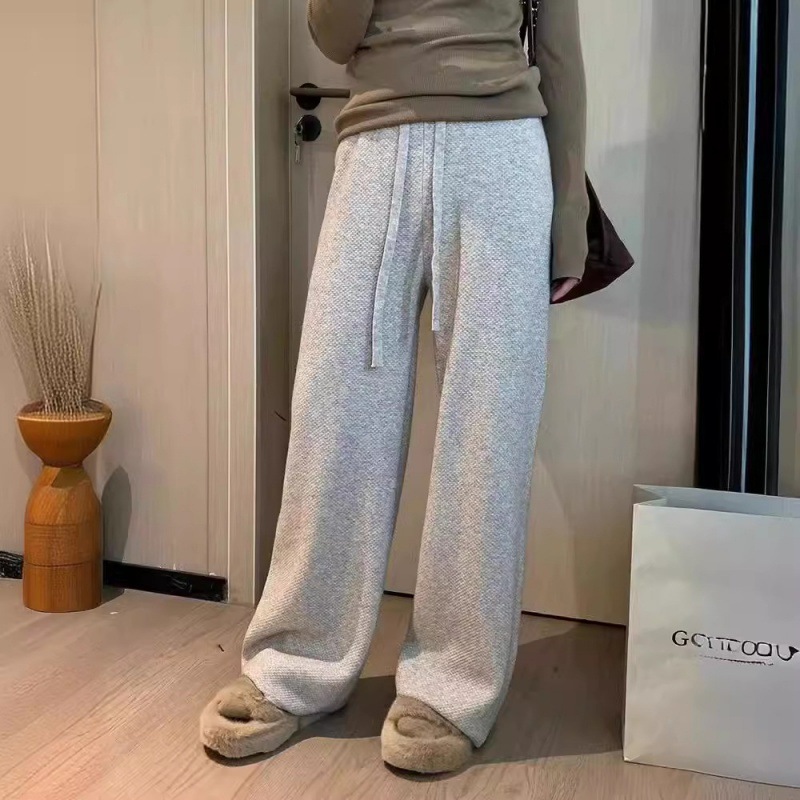 Kaning Waffle Knit Wide-Leg Pants for Women 2026 Autumn and Winter New High-Waisted Slimming Floor-Length Straight-Leg Knit Pants