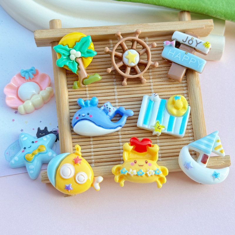 Ocean beach series diy resin accessories cream glue mobile phone case hole shoes patch small jewelry material wholesale
