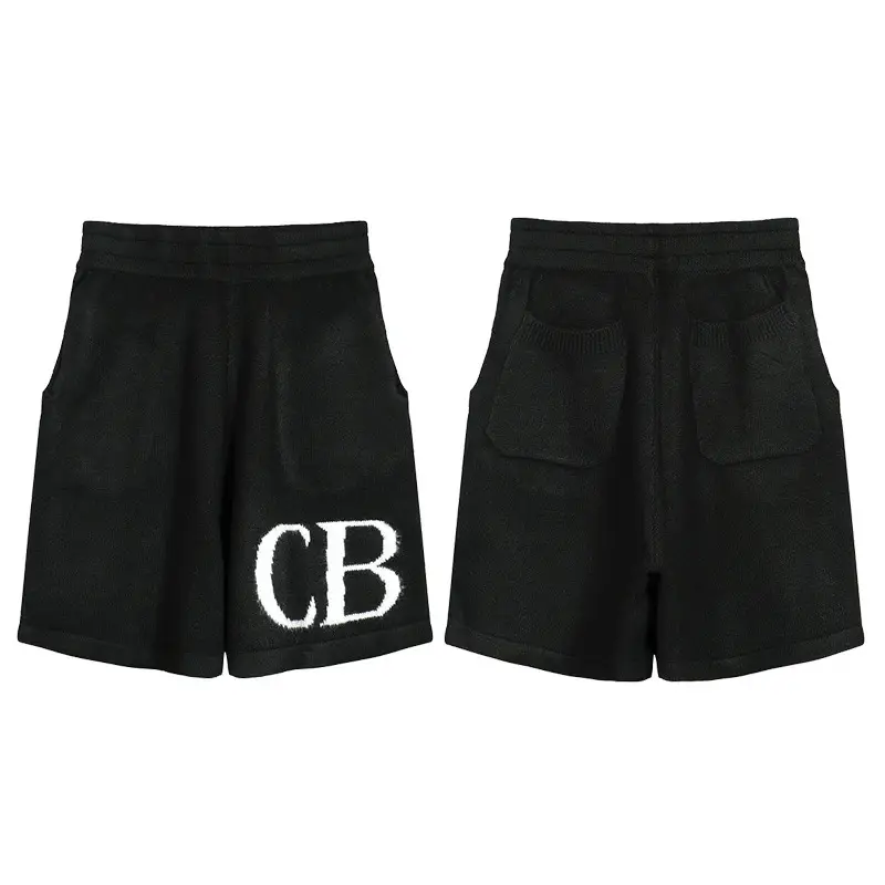 Cross-Border Cole Buxton Trendy Brand Cb Letter Logo Jacquard Wool Drawstring Shorts Casual Knitted Pants for Men and Women