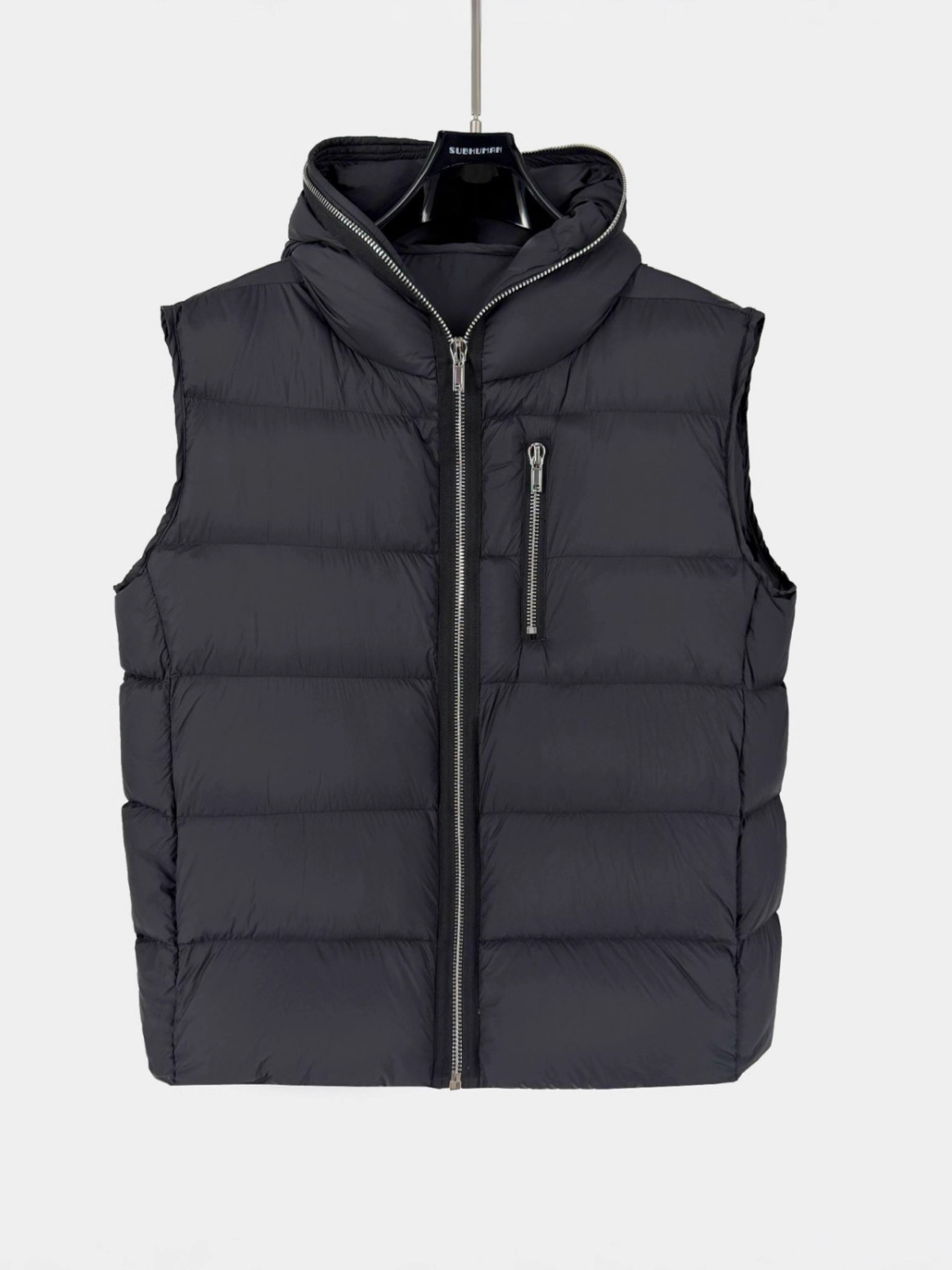 2025 Autumn/Winter Dark Style down Vest Hooded Zipper down Jacket Vest Warm Large Hat Vest Coat