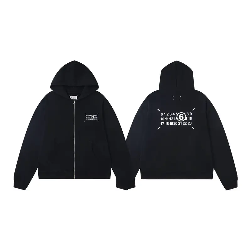 Maisonmargiela Mm6 Men's and Women's Loose Terry Cardigan Zipper Hoodie Sweatshirt Versatile