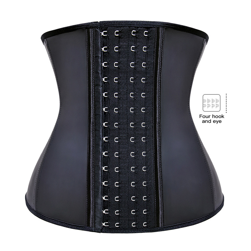 Glossy Latex 9-Bone Shapewear 4-Breasted Waist Trainer Belt Latex Waist Trainers