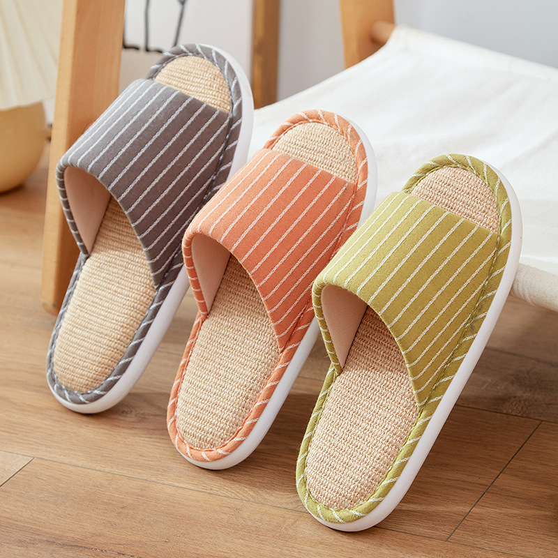 Spring linen slippers home wholesale four-season household cotton and linen indoor non-slip floor breathable linen slippers spring and autumn
