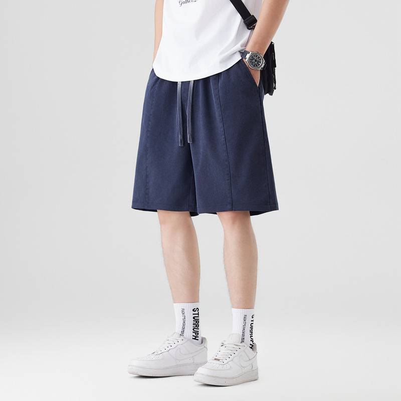 Lyocell Tencel Casual Shorts for Men, New Summer Style, High-Quality Loose Wide-Leg Five-Point Pants, Versatile Elastic Waist Pants