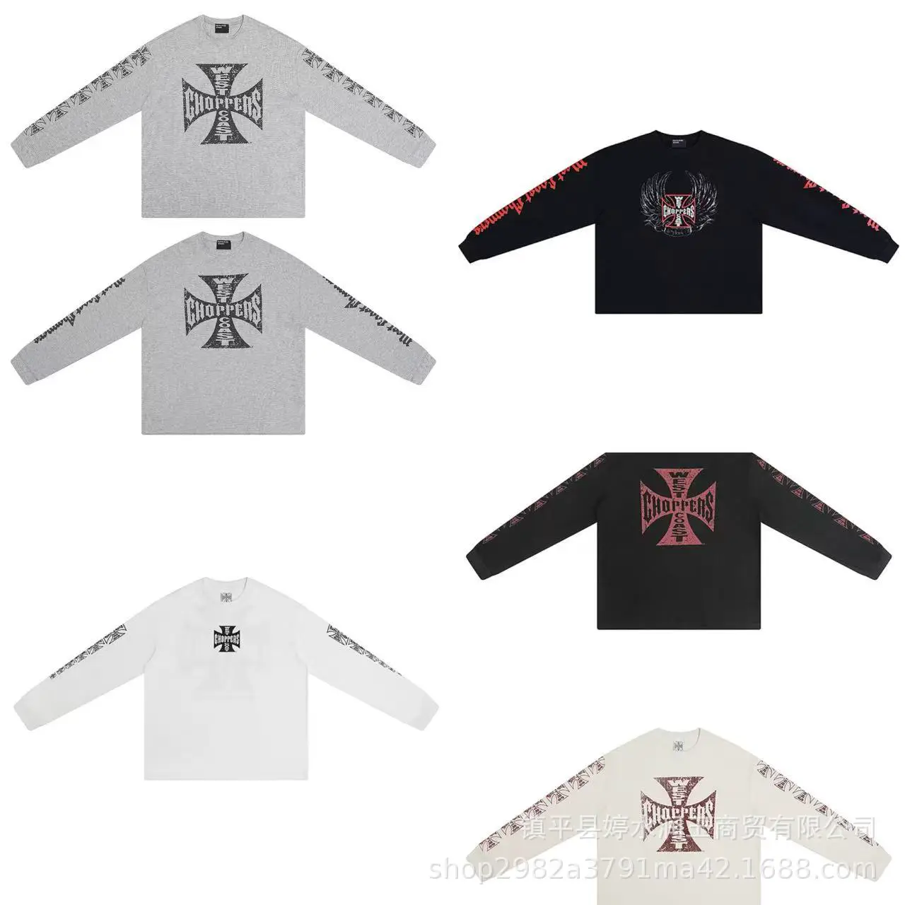 Correct Version of Vintage Sanskrit Letters Iron Cross Print Erd Waffle Long-Sleeved T-Shirt Trendy Brand Loose Tee Autumn