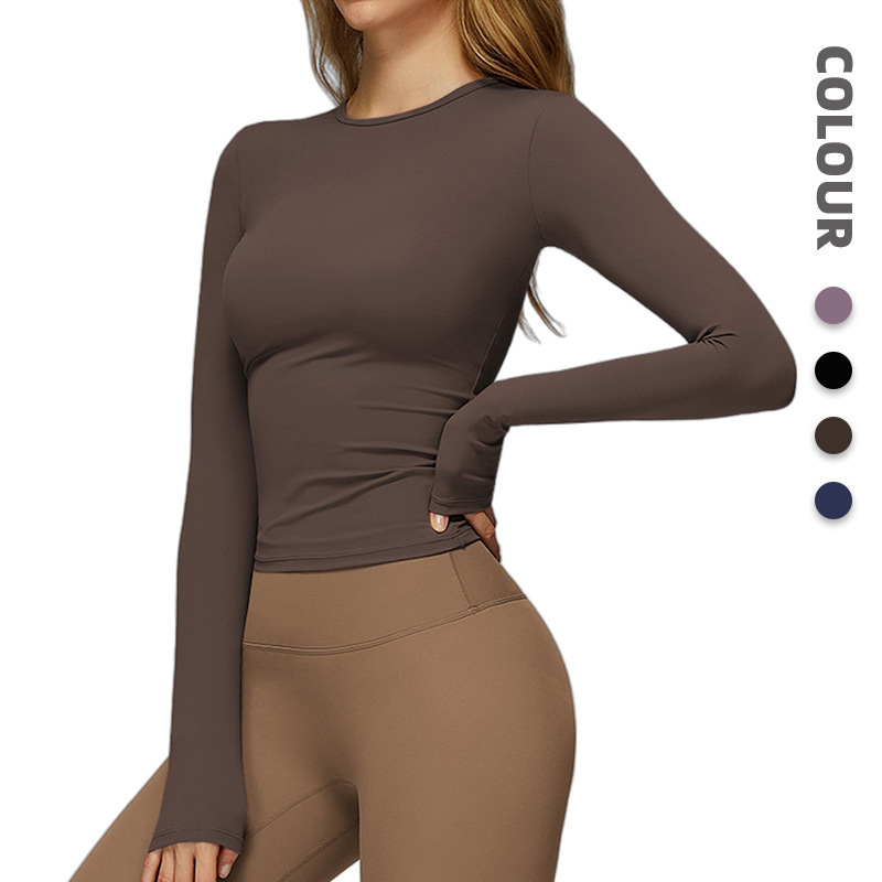 2025 New Cross-Border Yoga Clothing Long-Sleeved Slimming High-Elastic Quick-Drying Tights Indoor Training Fitness Clothing for Women