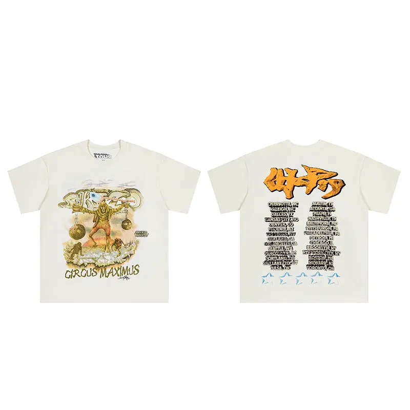 A generation of FOG tide brand M cartoon spoof letter printing men's and women's lovers summer TS short sleeve T-shirt