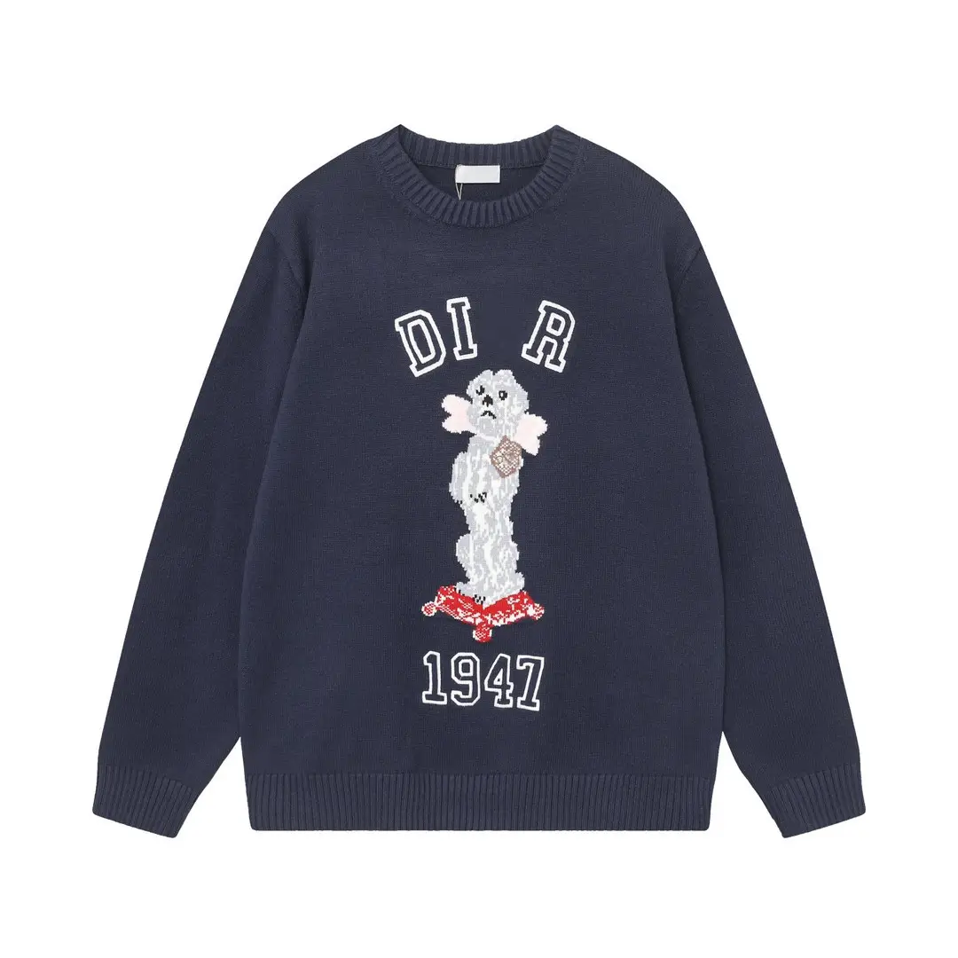 The correct version of the original label DI home animal pattern puppy jacquard simple versatile round neck pullover knitted sweater men and women