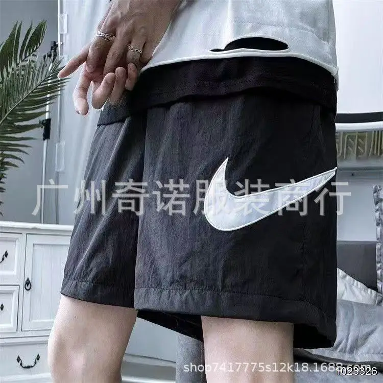 Dropshipping Cross-Border Hook Co-Branded Woven Nylon Shorts, Loose, Everyday Casual Wear, Versatile