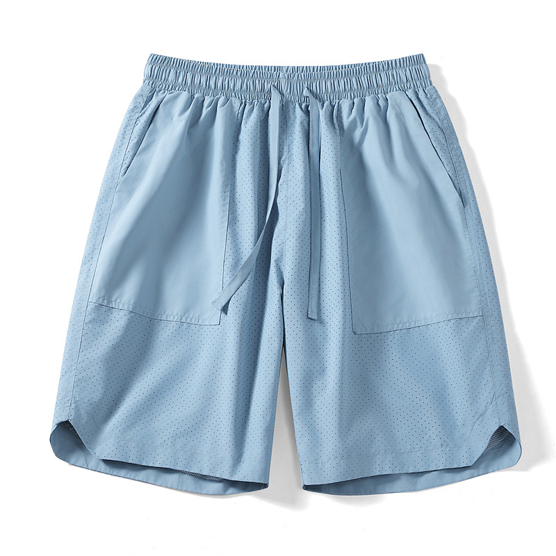 Five-point Pants Men's Summer New Ice-feeling Quick-drying Punching Breathable Loose Sports Casual Pants Outdoor Beach Shorts for Men