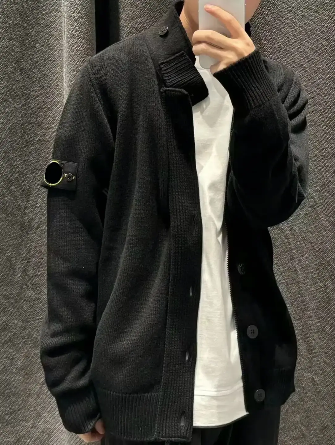 Yfstone Trendy Brand Heavyweight Spring and Autumn New Classic Armband Knit Unisex Couple Cardigan Sweater