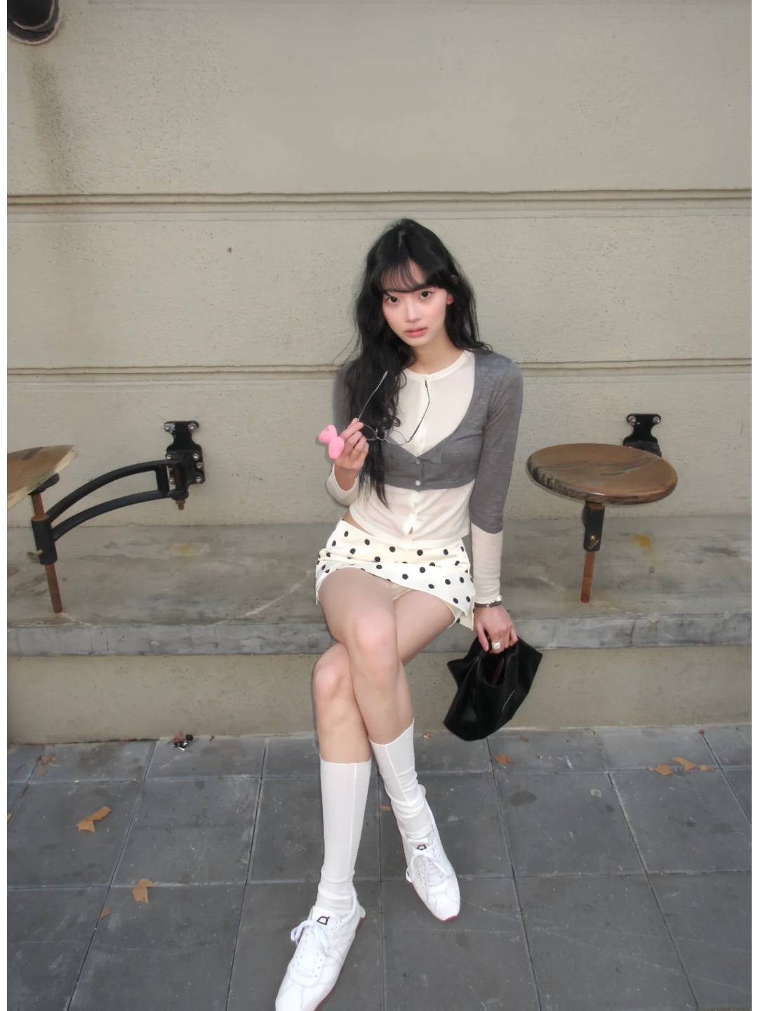 [Clearout No Returns or Exchanges] 30% Sheep Wool 31% Lyocell Niche Silk Contrast Color Fake Two-Piece Knitted Cardigan for Women